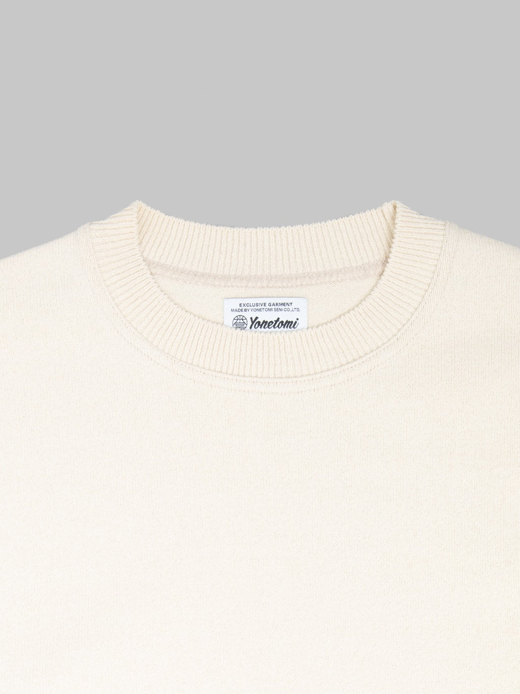 Yonetomi Wave Cotton Knit Pullover Ecru collar