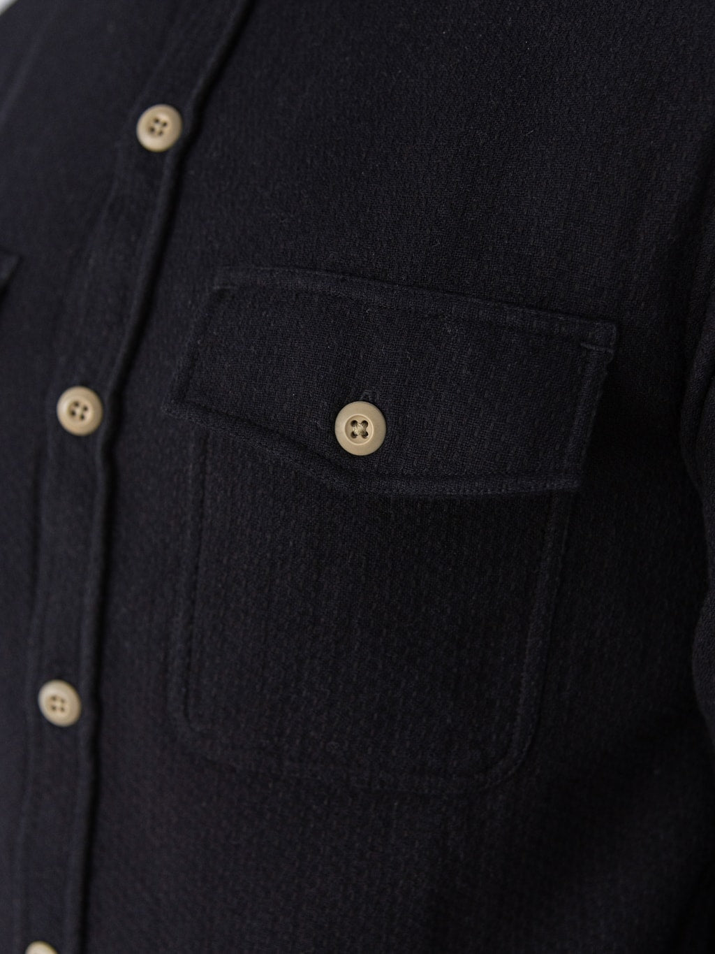 3sixteen CPO Shirt black Sashiko chest pocket