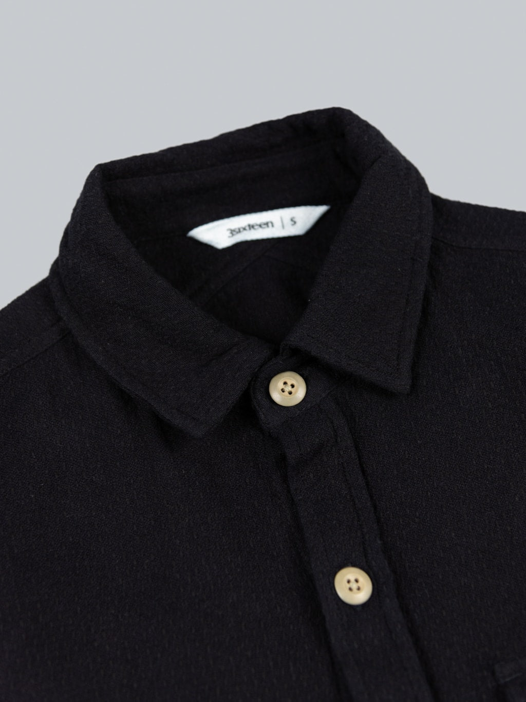 3sixteen CPO Shirt black Sashiko collar button