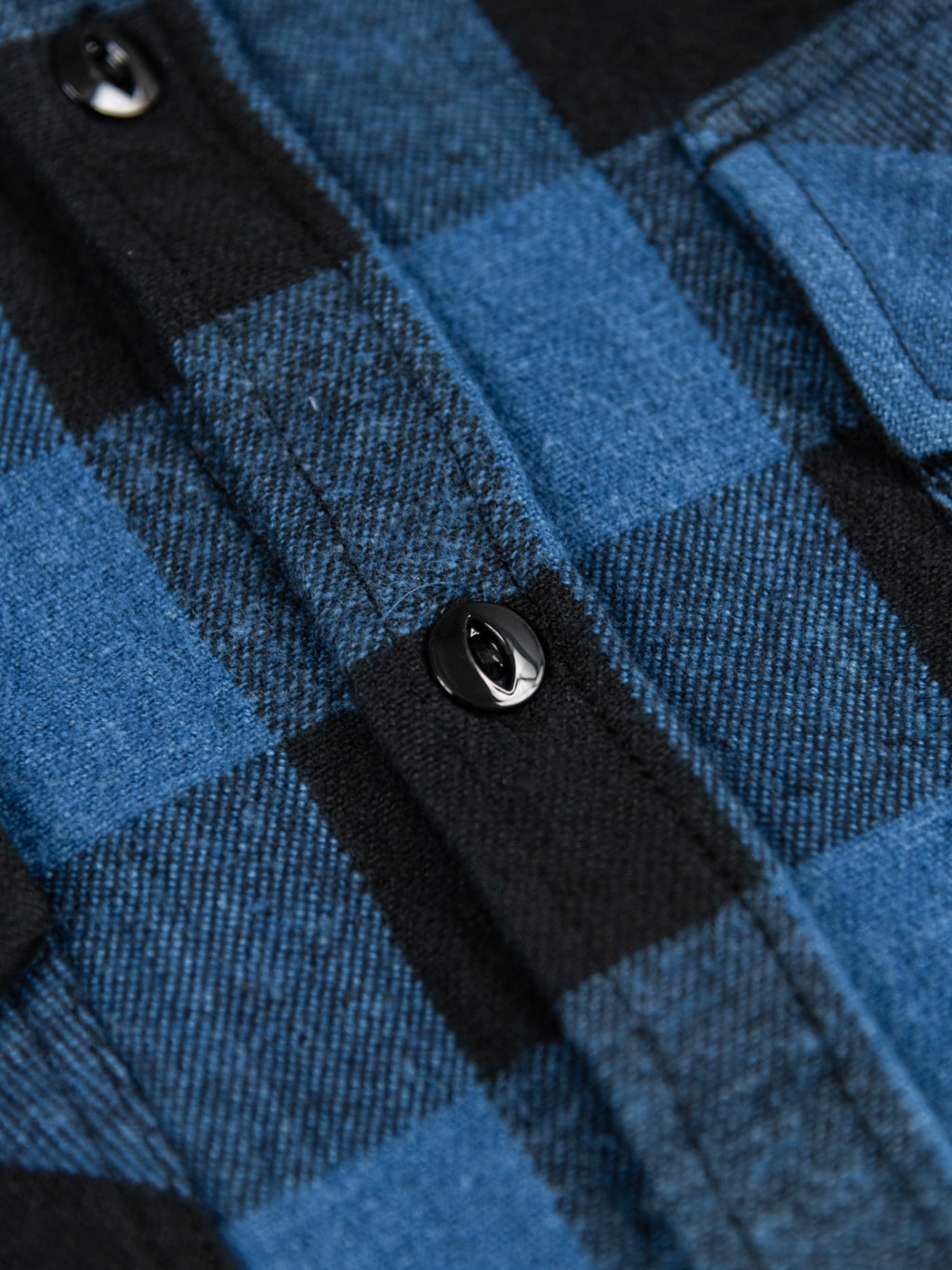 3sixteen Crosscut Flannel Indigo Buffalo Plaid blackmetal buttons