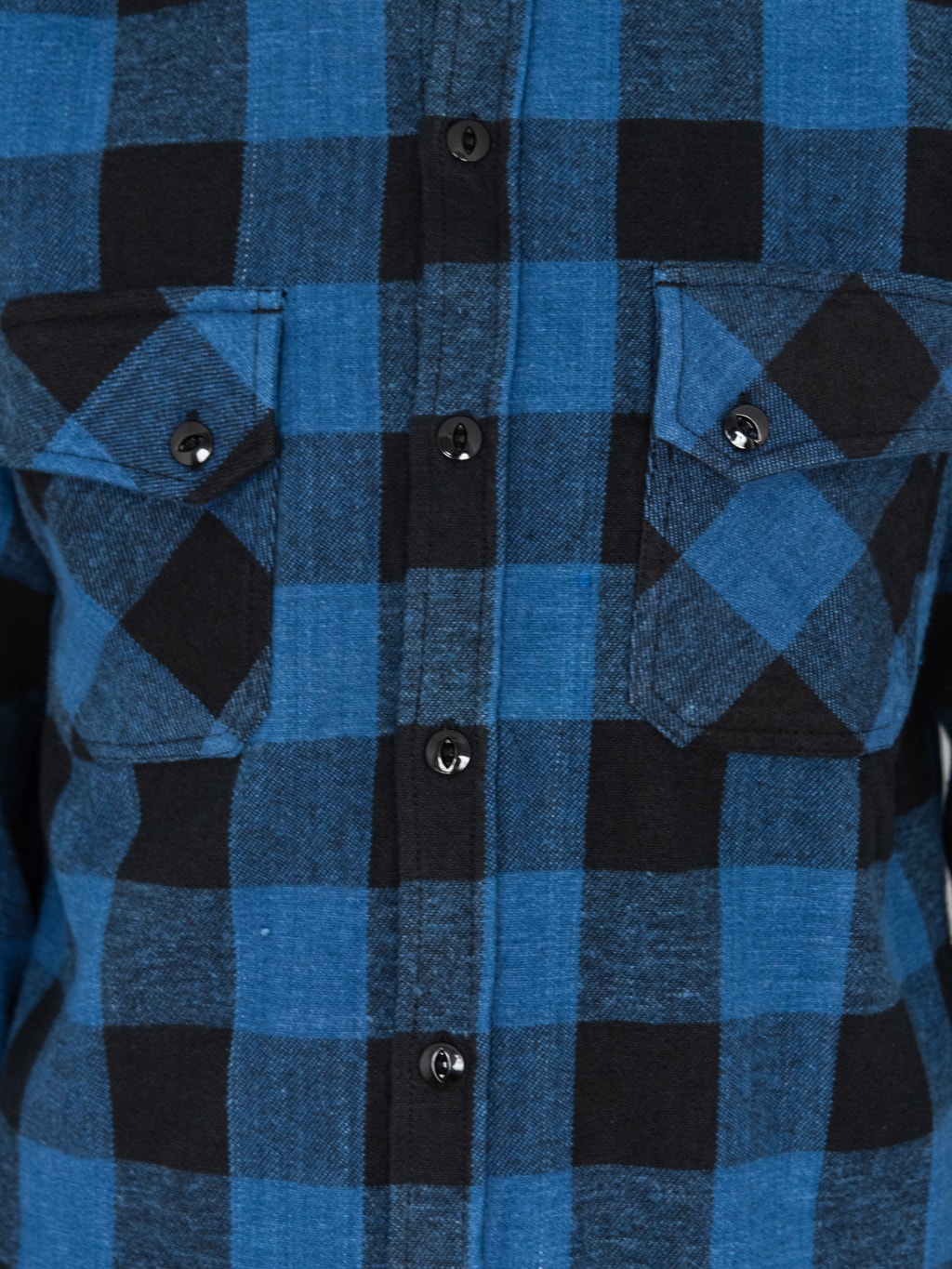 3sixteen Crosscut Flannel Indigo Buffalo Plaid front chest pockets