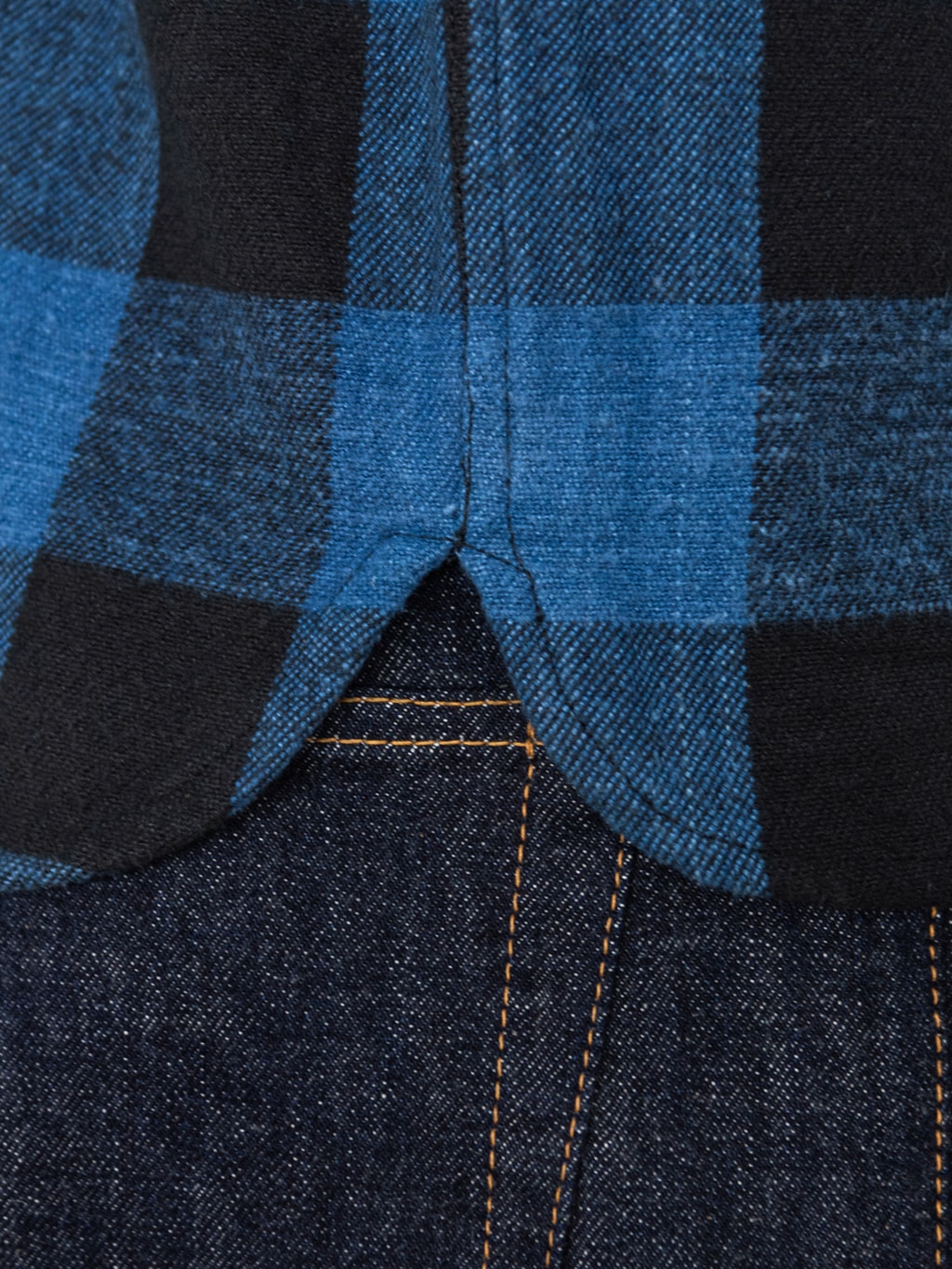 3sixteen Crosscut Flannel Indigo Buffalo Plaid detail