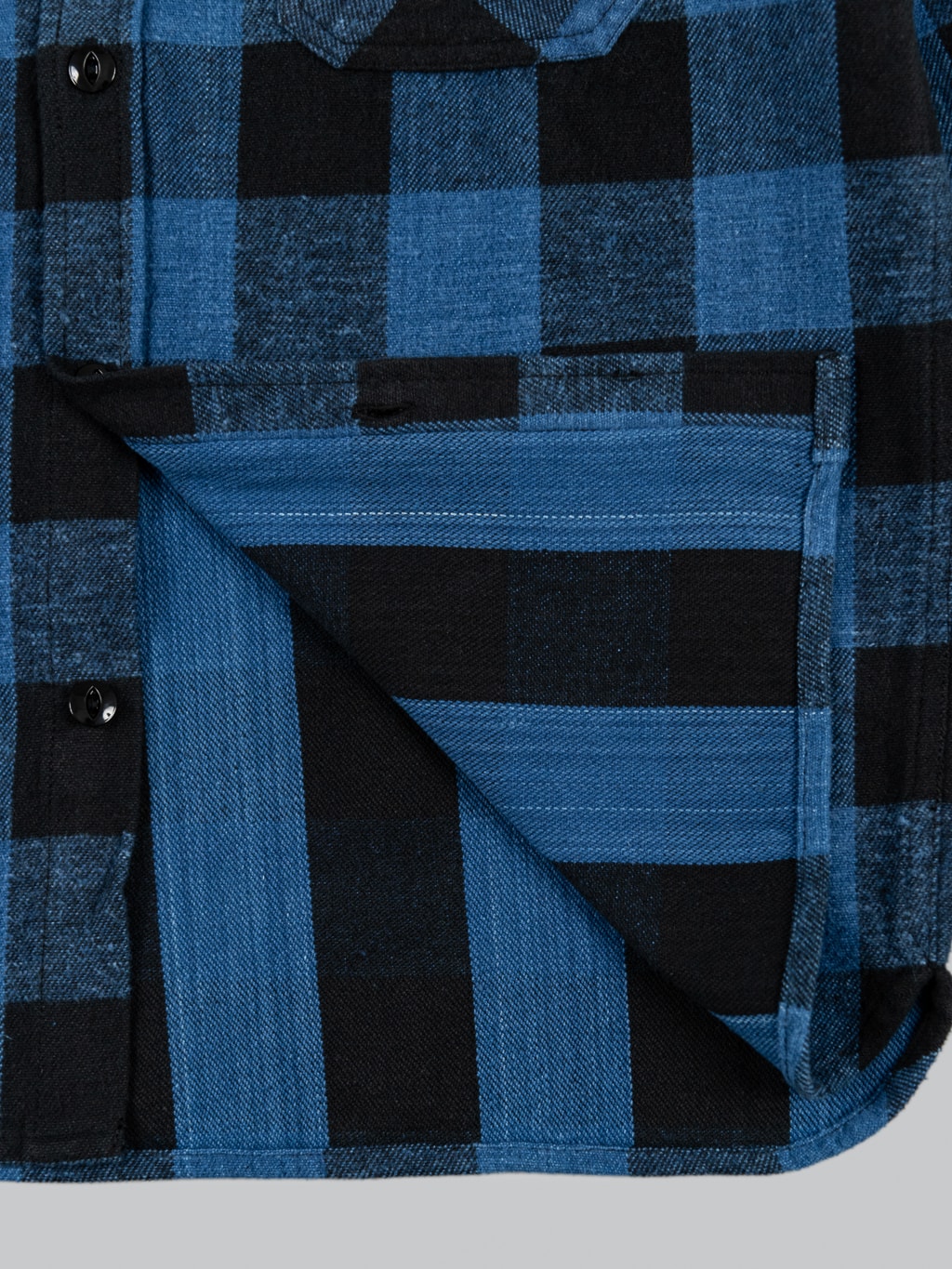 3sixteen Crosscut Flannel Indigo Buffalo Plaid interior