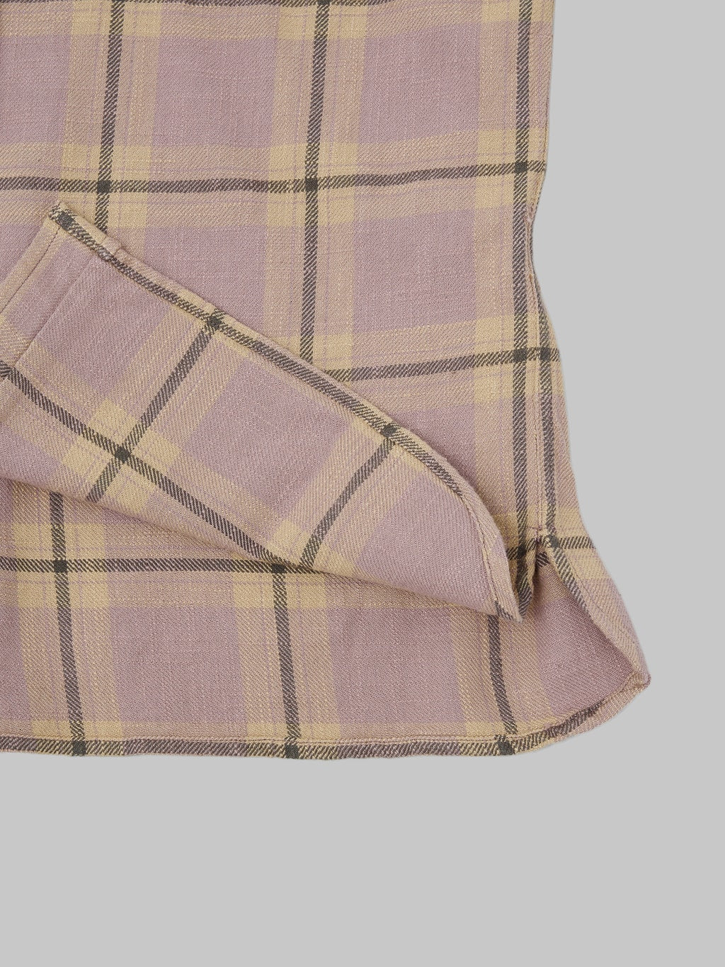 3sixteen Crosscut Flannel Mauve Slub Check shirt interior fabric