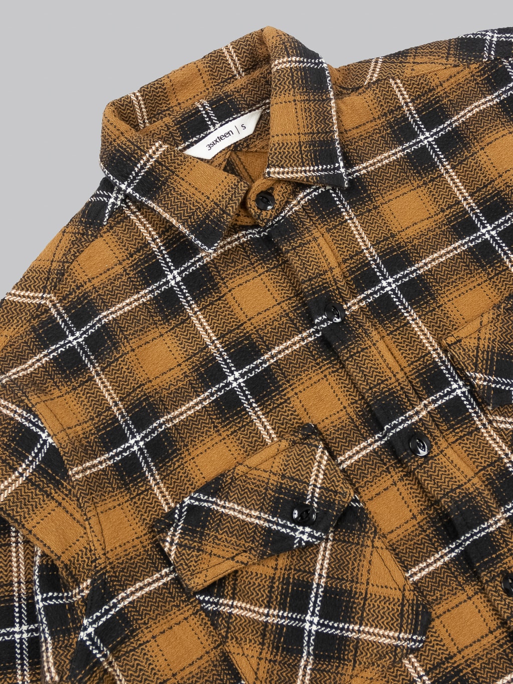 3sixteen Crosscut Flannel Sienna Check front details