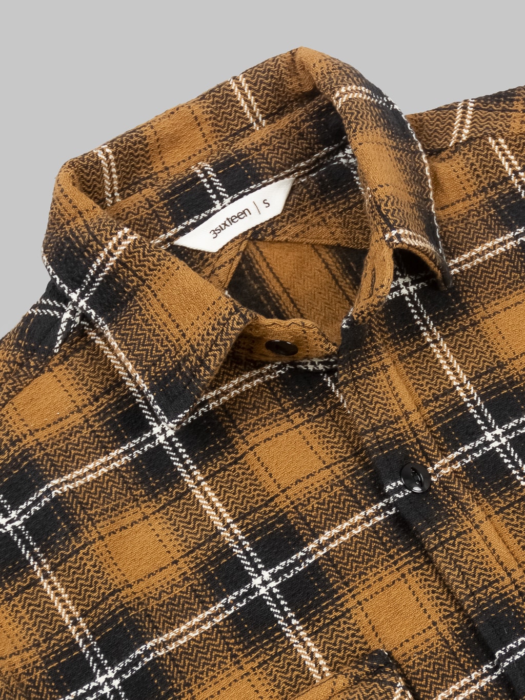 3sixteen Crosscut Flannel Sienna Check collar