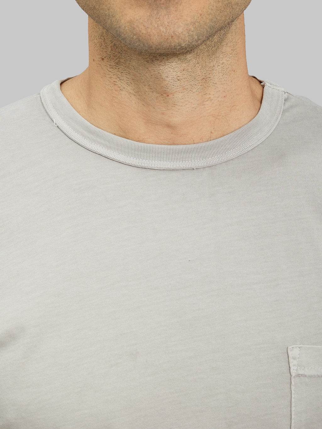 3sixteen Garment Dyed Pima Pocket Tshirt Ash collar