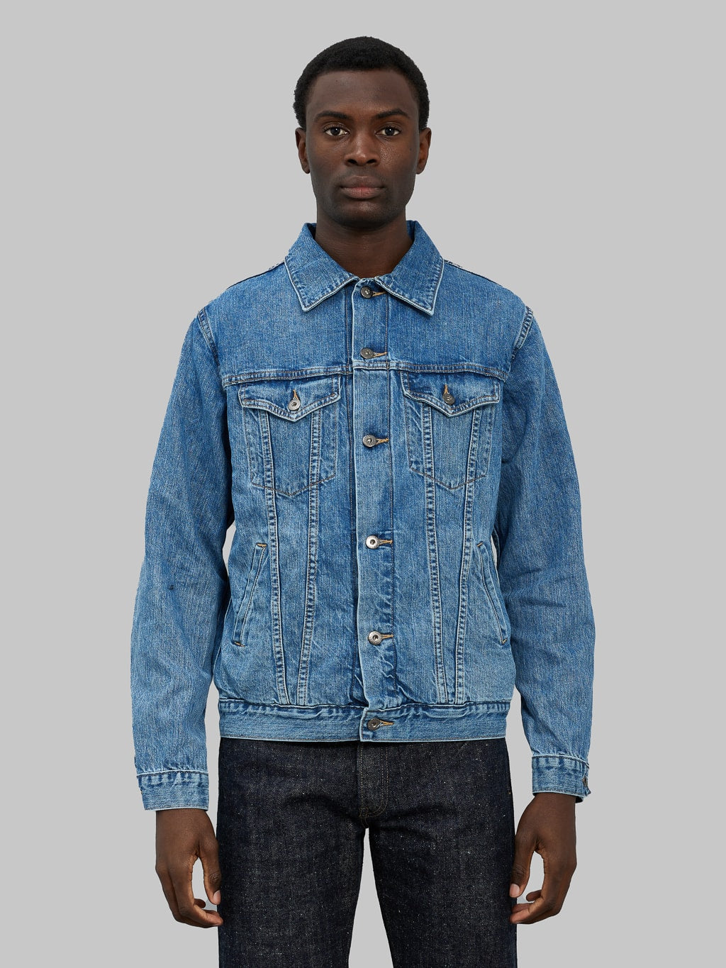 3sixteen Type 3s Denim Jacket Washed 101x 12oz front fit