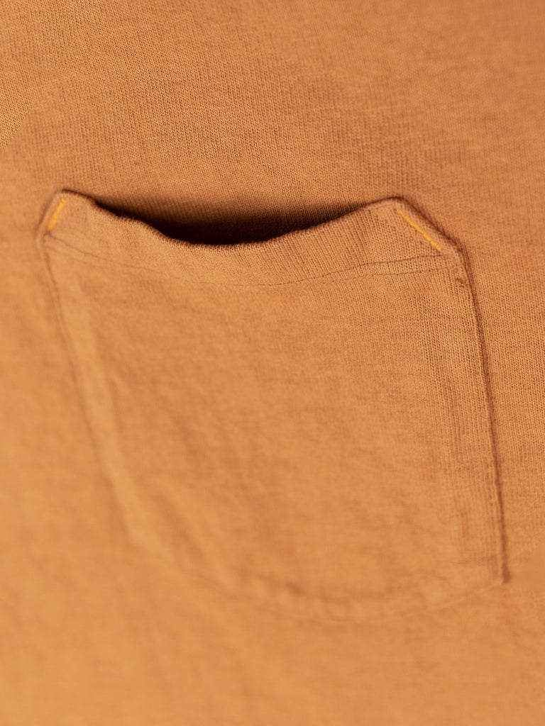 Freenote Cloth 13oz Pocket Tshirt Tobacco pocket closeup