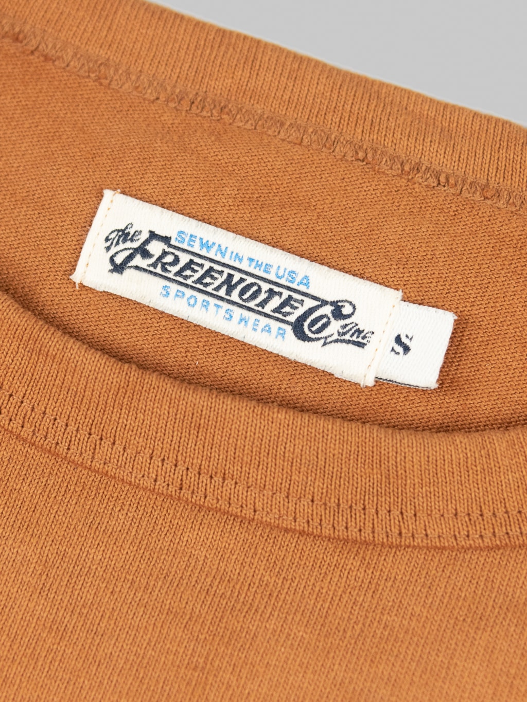 Freenote Cloth 13oz Pocket Tshirt Tobacco  brand interior tag