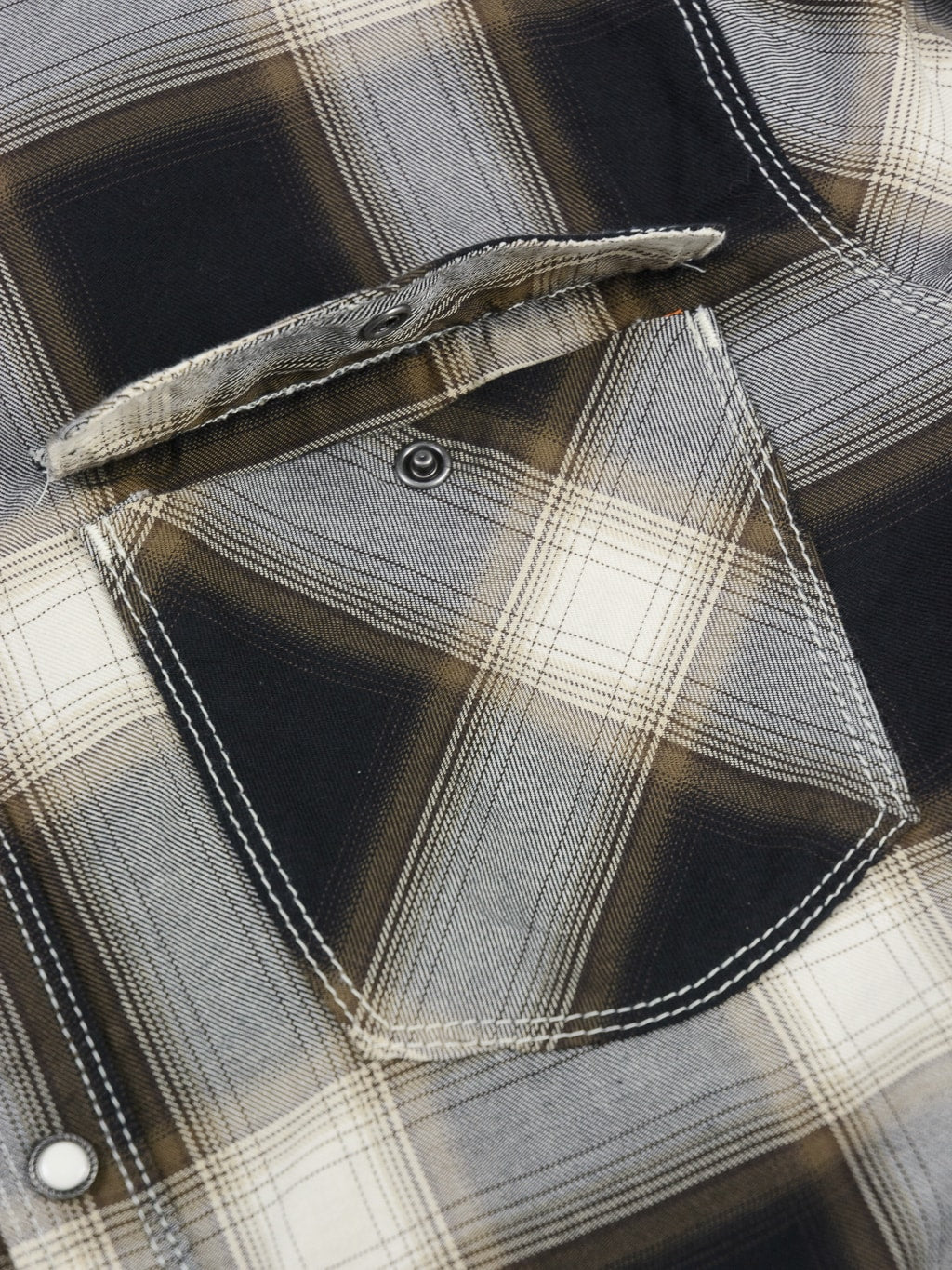 Freenote Cloth Lancaster Black Shadow Plaid Shirt open pocket