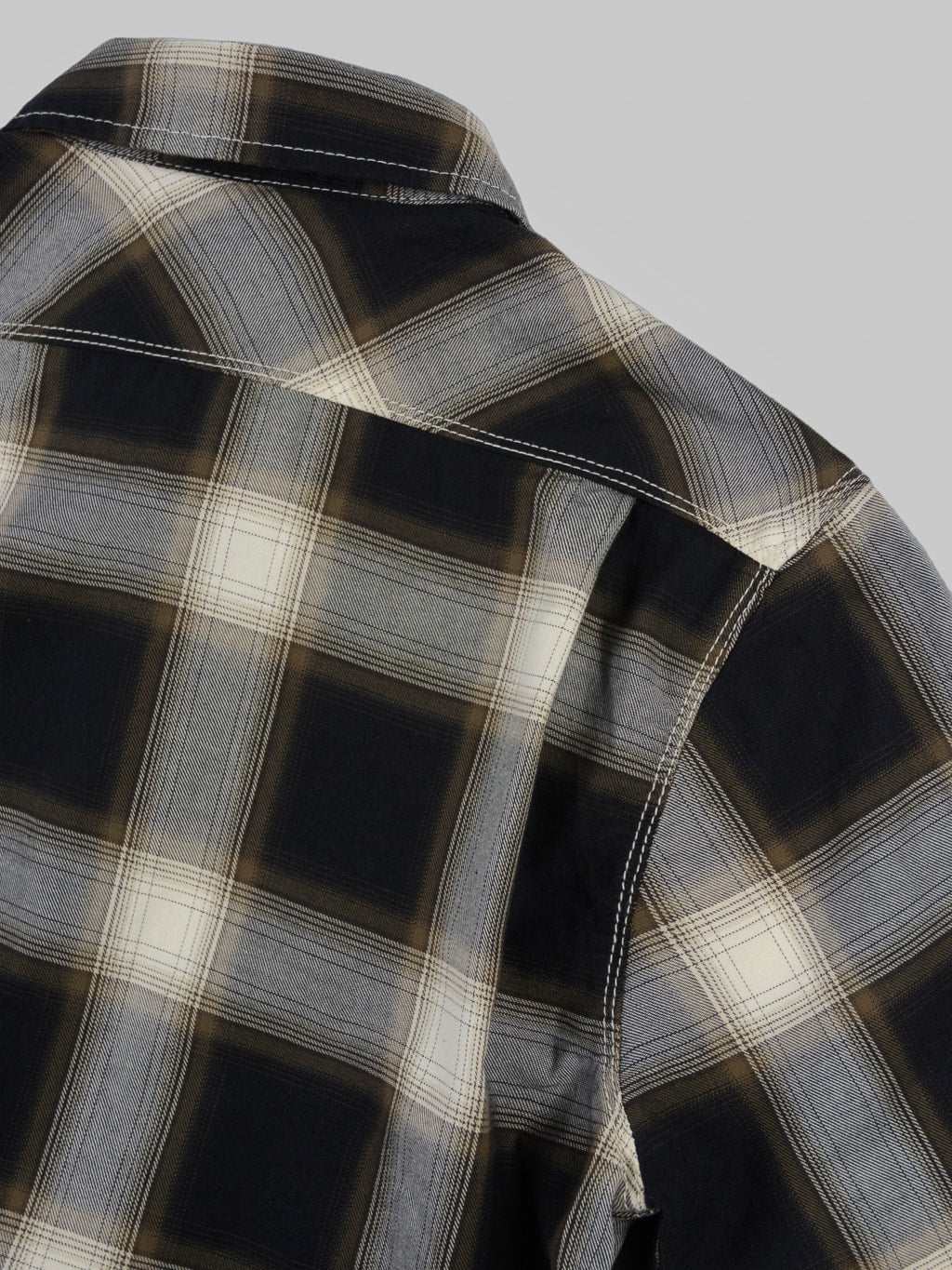 Freenote Cloth Lancaster Black Shadow Plaid Shirt back details