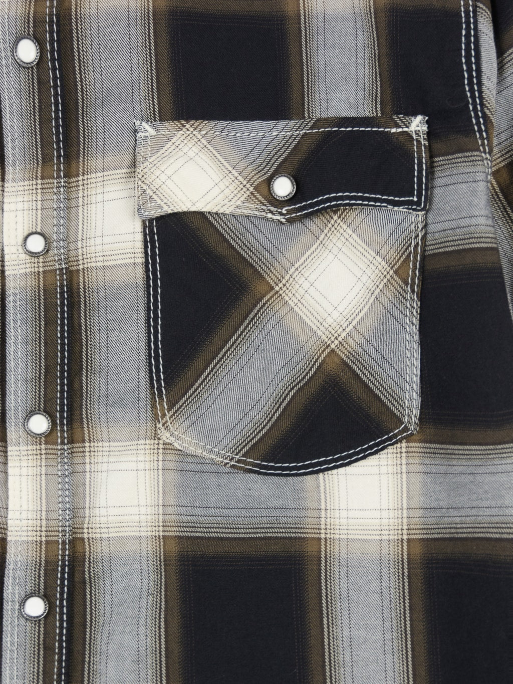 Freenote Cloth Lancaster Black Shadow Plaid Shirt western pocket