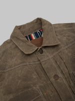 Freenote Cloth Riders Jacket Waxed Canvas Oak collar