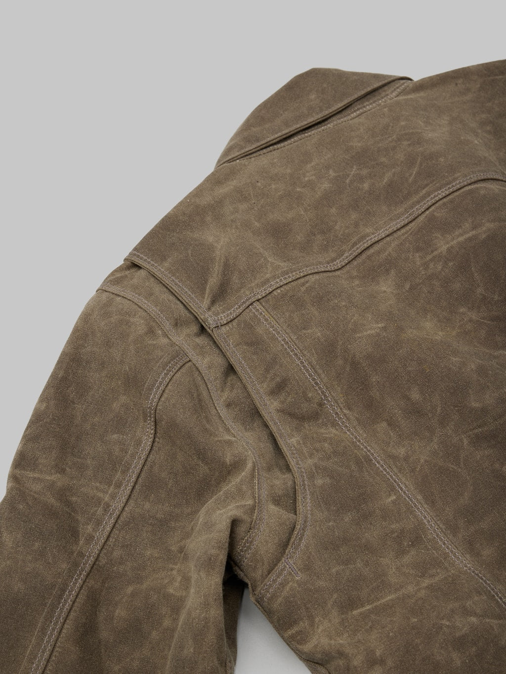 Freenote Cloth Riders Jacket Waxed Canvas Oak sleeve detail