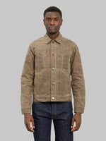Freenote Cloth Riders Jacket Waxed Canvas Oak buttoned look