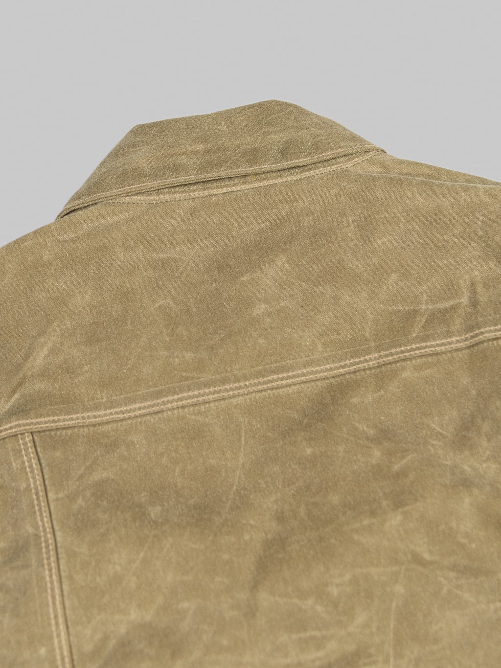 Freenote Cloth Riders Jacket Waxed Canvas Tobacco double needle stitch detail