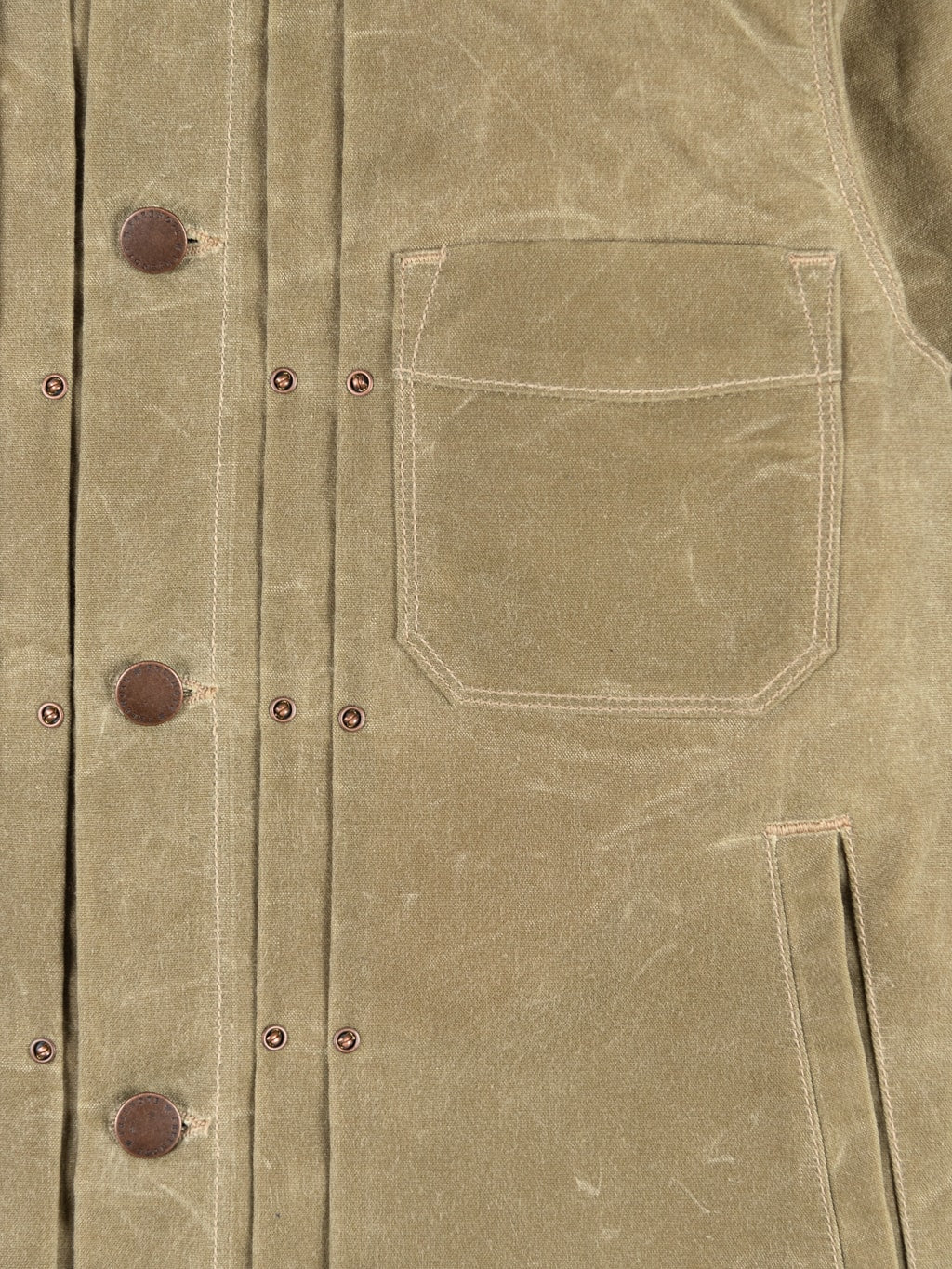 Freenote Cloth Riders Jacket Waxed Canvas Tobacco front pleat texture