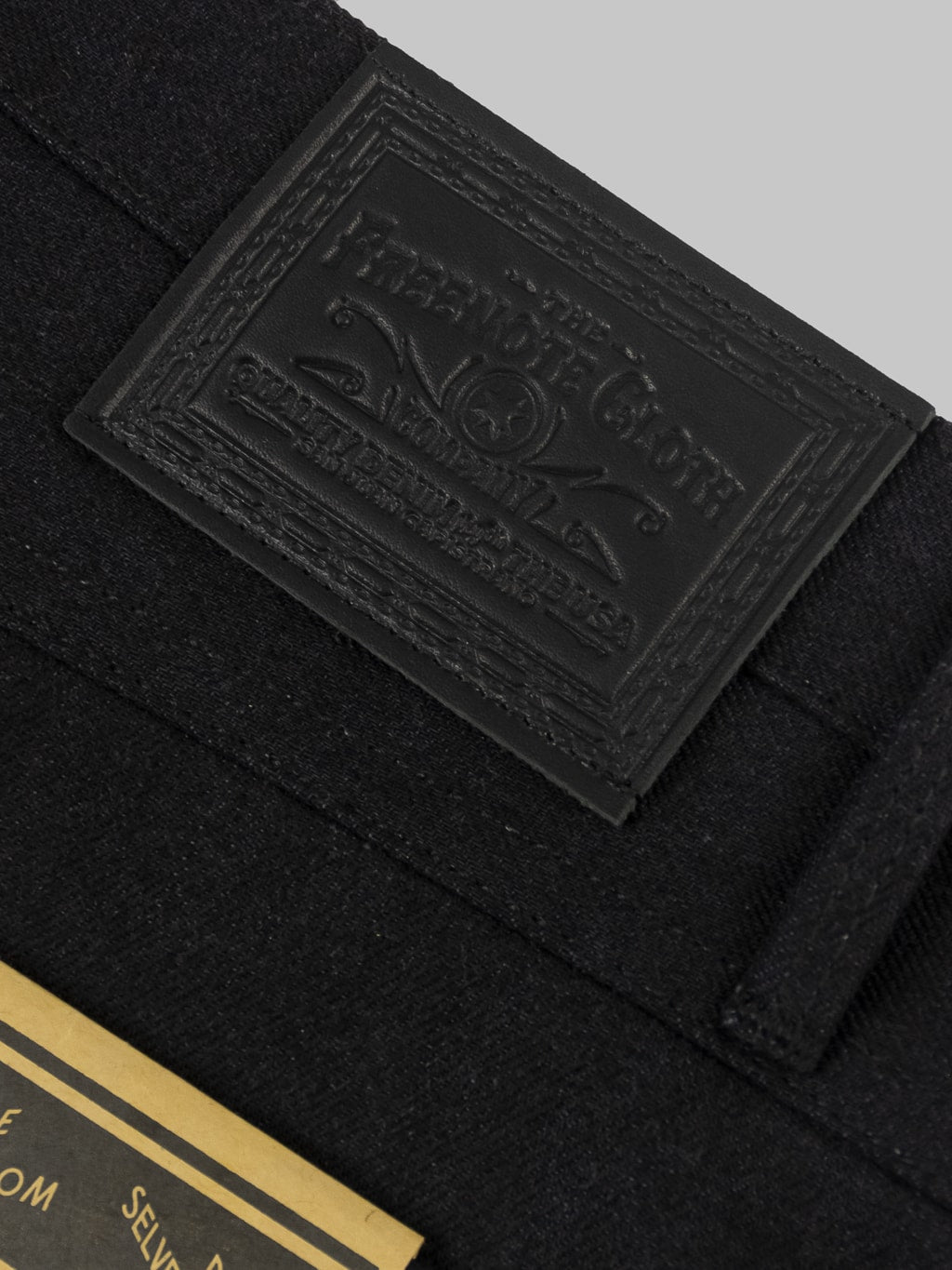 Freenote Cloth Rios Black Grey Japanese Denim Slim Straight Jeans leather patch
