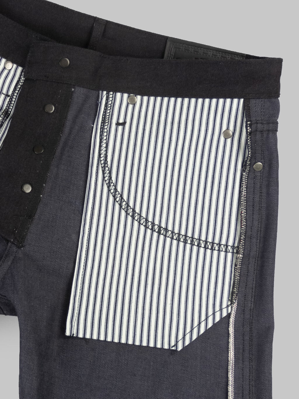 Freenote Cloth Rios Black Grey Japanese Denim Slim Straight Jeans interior fabric 