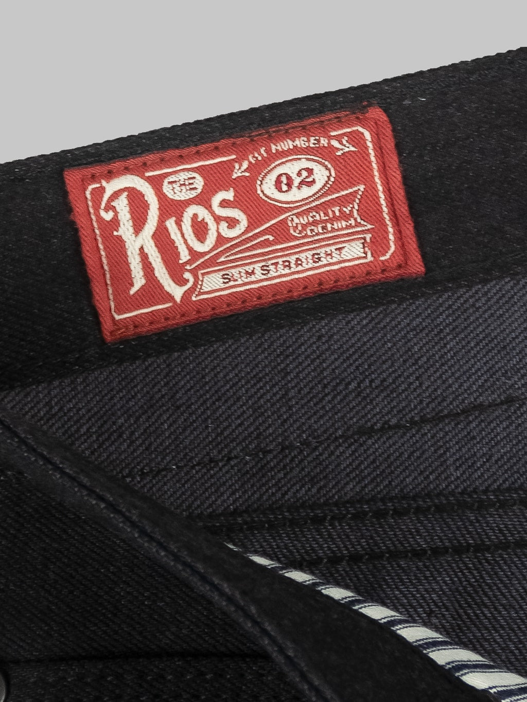 Freenote Cloth Rios Black Grey Japanese Denim Slim Straight Jeans tag