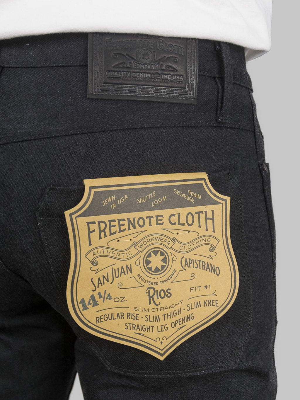 Freenote Cloth Rios Black Grey Japanese Denim Slim Straight Jeans pocket flasher