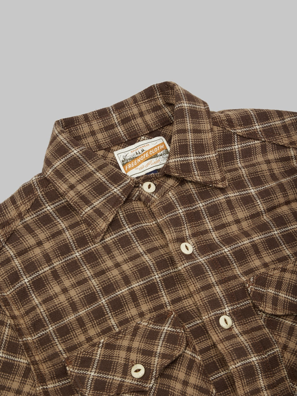 Freenote Cloth Wells Shirt Brown collar