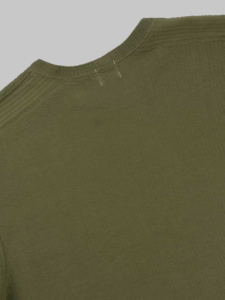Loop Weft Double Face Jacquard crewneck Thermal army olive back collar