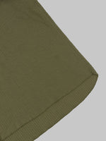 Loop Weft Double Face Jacquard henley Thermal army olive hem closeup