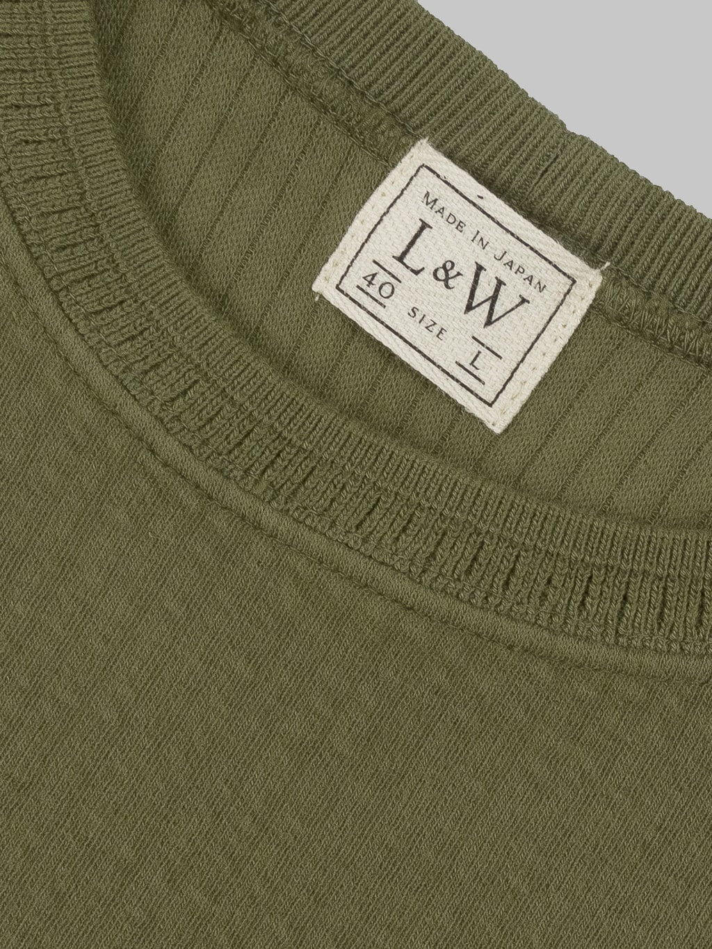 Loop Weft Double Face Jacquard crewneck Thermal army olive interior tag
