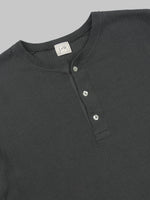 Loop Weft Double Face Jacquard henley Thermal antique black cats eye buttons