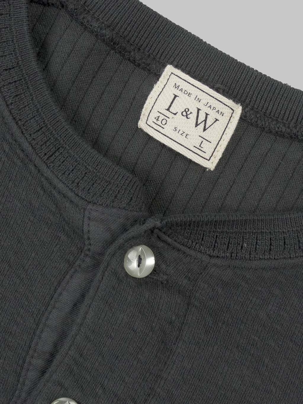 Loop Weft Double Face Jacquard henley Thermal antique black interior tag