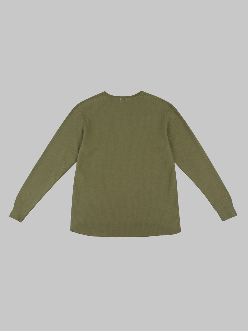 Loop Weft Double Face Jacquard henley Thermal army olive  back