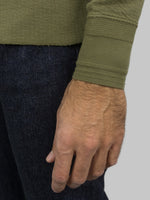 Loop Weft Double Face Jacquard crewneck Thermal army olive cuff