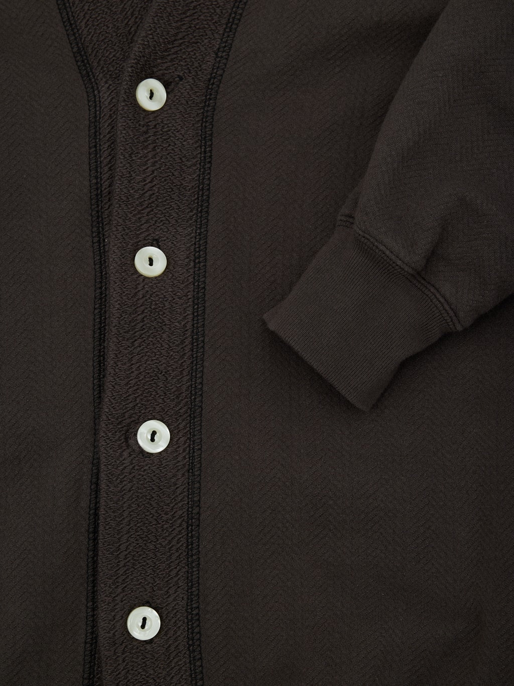 Loop Weft Herringbone Pile Shawl Collar Cardigan Antique Black cuff