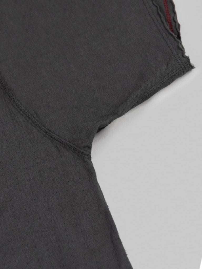 Loop and Weft Dual Layered Knit Pocket Crewneck TShirt antique black sleeve