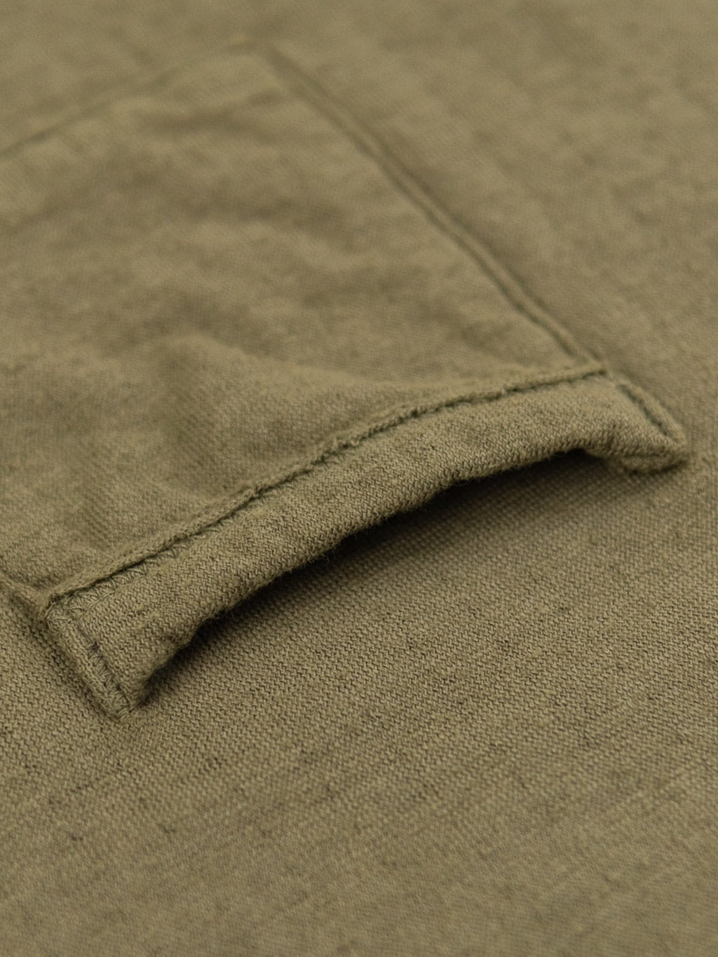 Loop and Weft Dual Layered Knit pocket TShirt olive pocket closeup