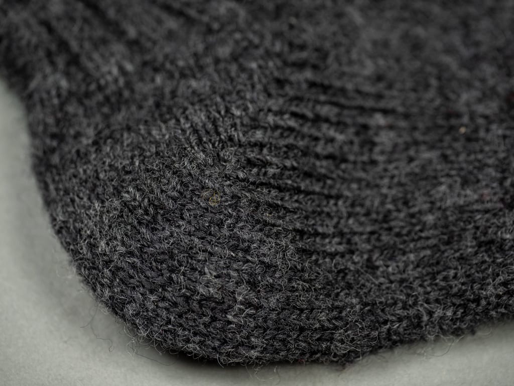 Nishiguchi Kutsushita Wool Ribbed Socks Charcoal Heel