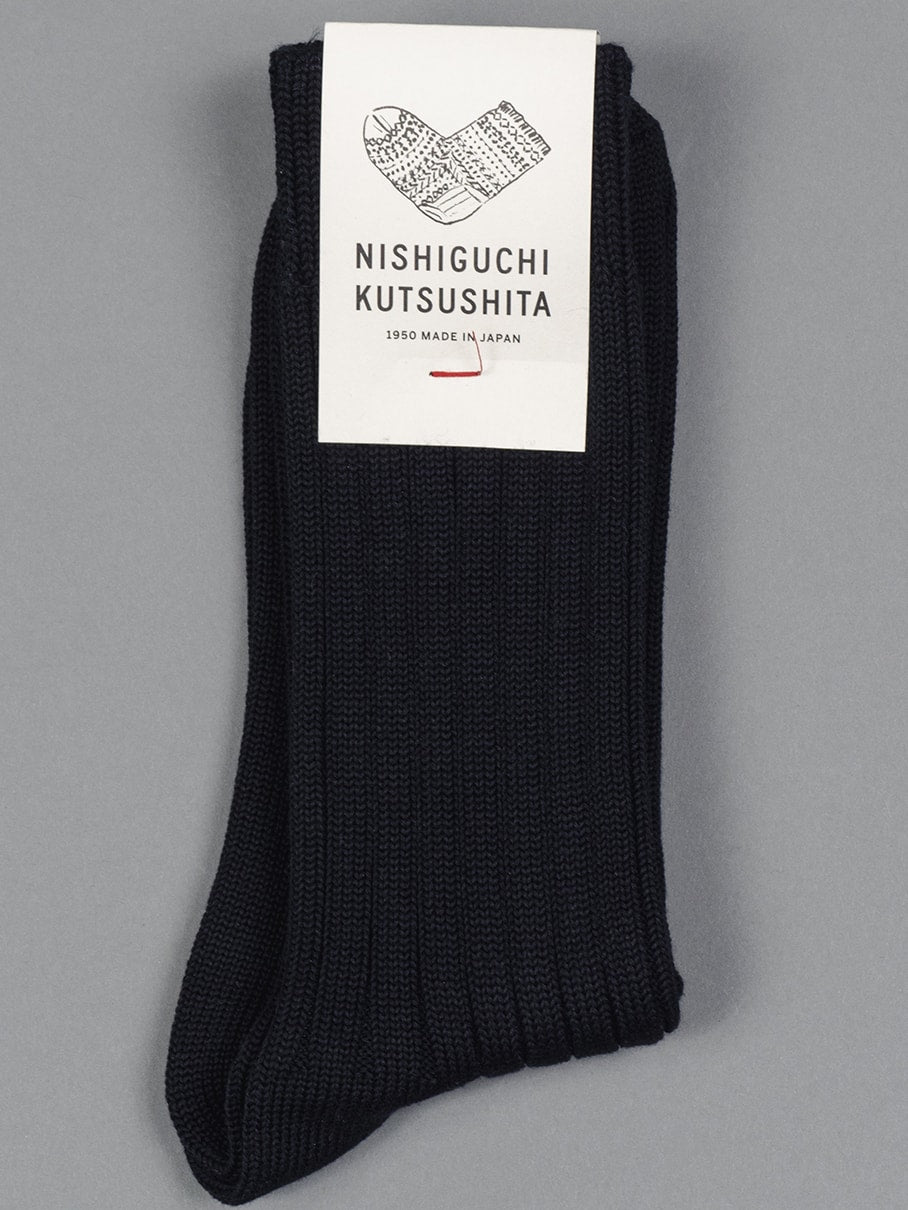 Nishiguchi Kutsushita Egyptian Cotton Socks Black Japan Made