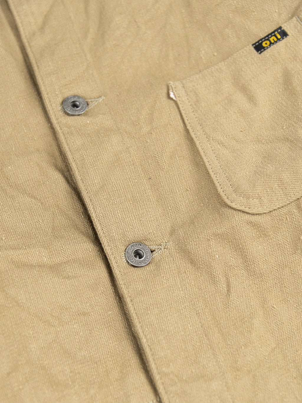 ONI Denim 03501 Sulfur Coverall Jacket Khaki Beige cotton texture