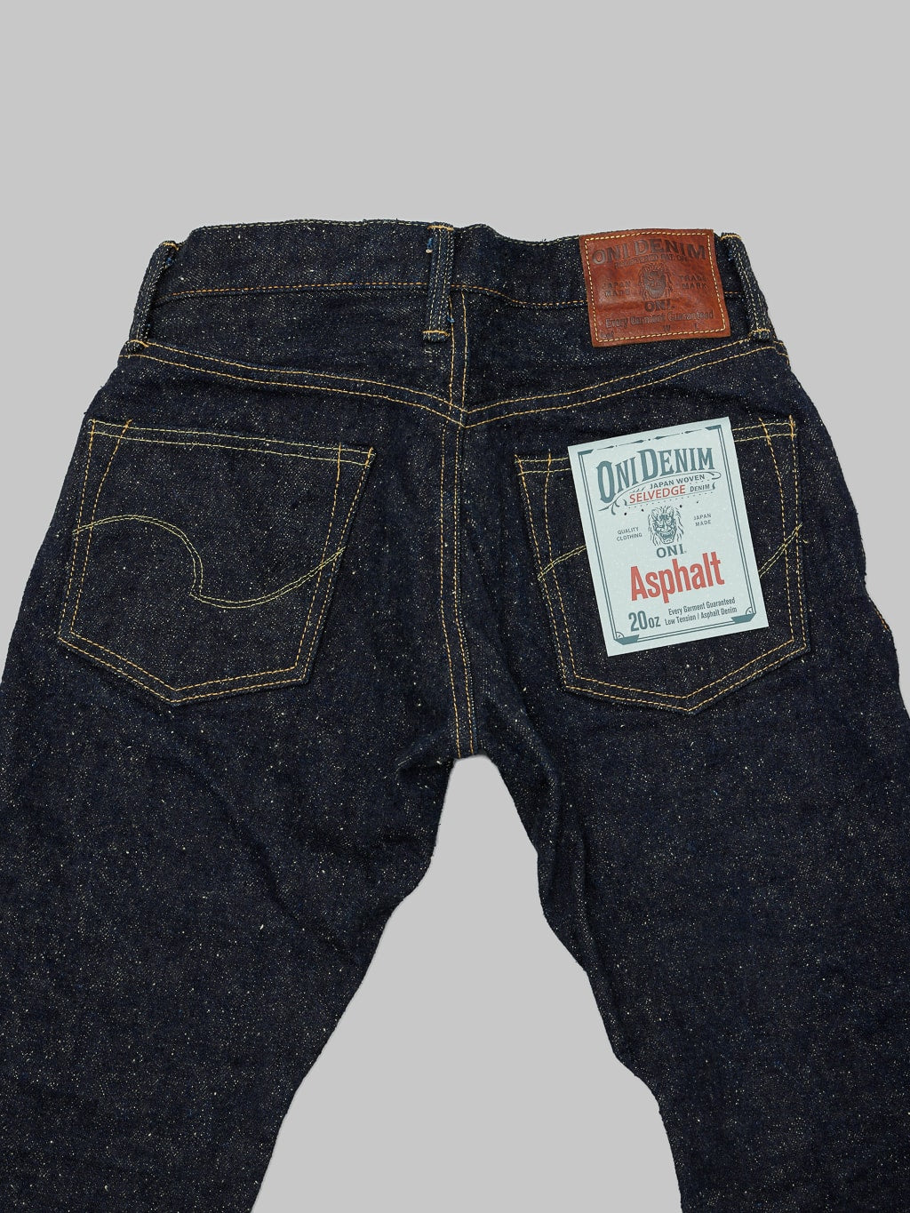 ONI Denim 288 Asphalt 20oz Regular Straight Jeans back detail