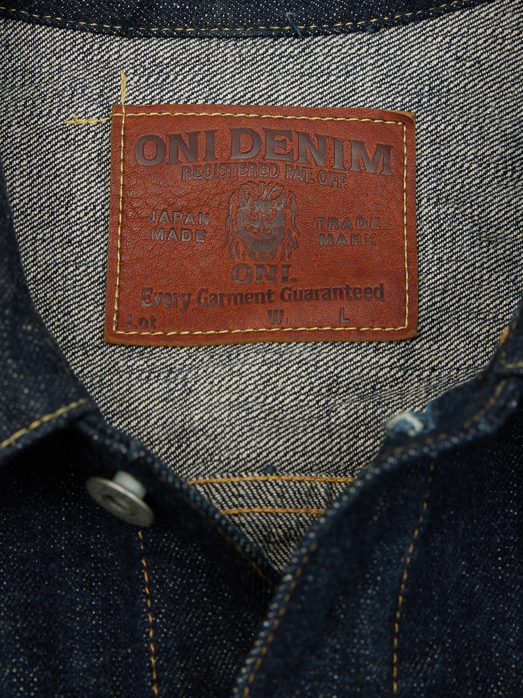ONI Natural Indigo Rope Dyeing Denim Type I Jacket leather patch