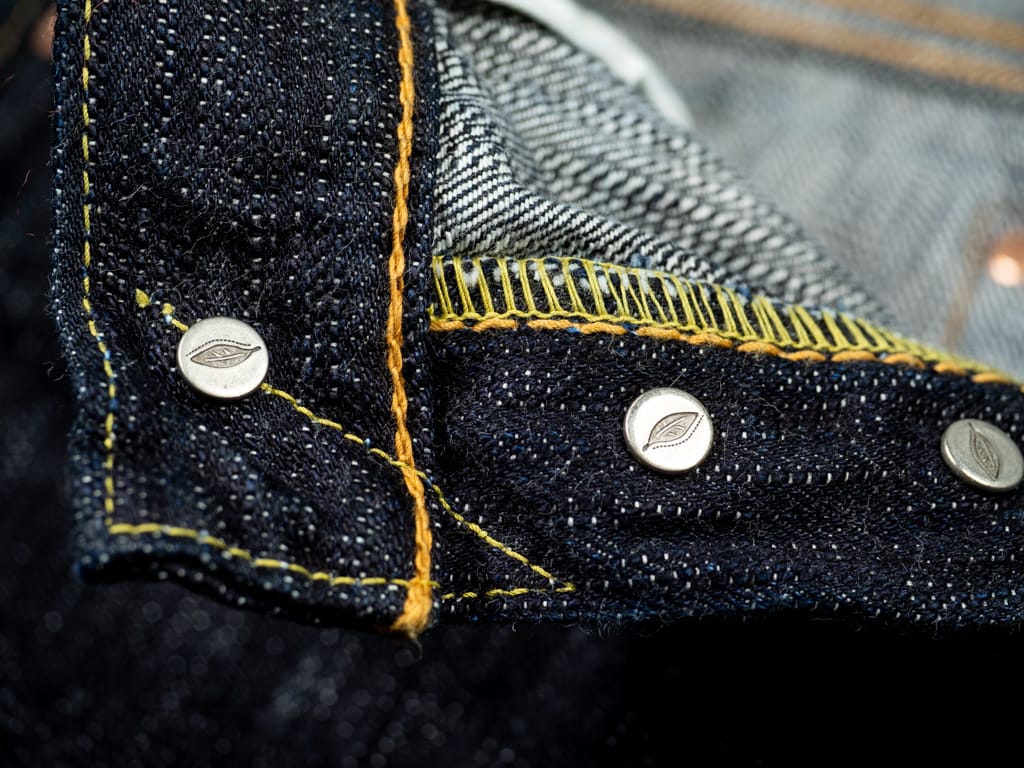 Pure Blue Japan EX-019 Extra Slub 17oz Jeans customized buttons