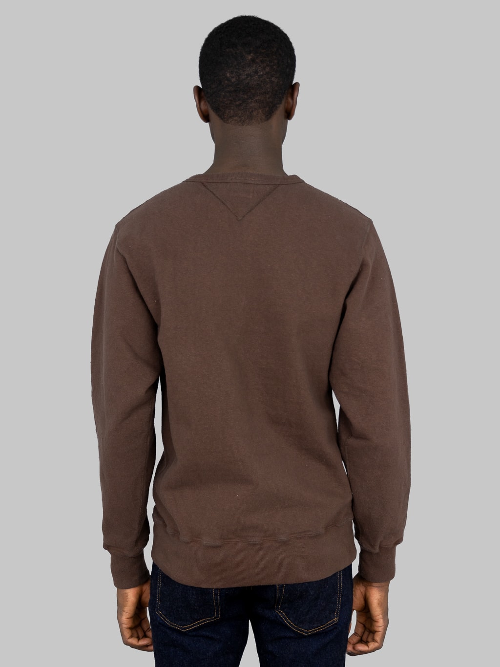 Samurai Jeans Japanese Cotton Sweatshirt Dark Kuri back model fit