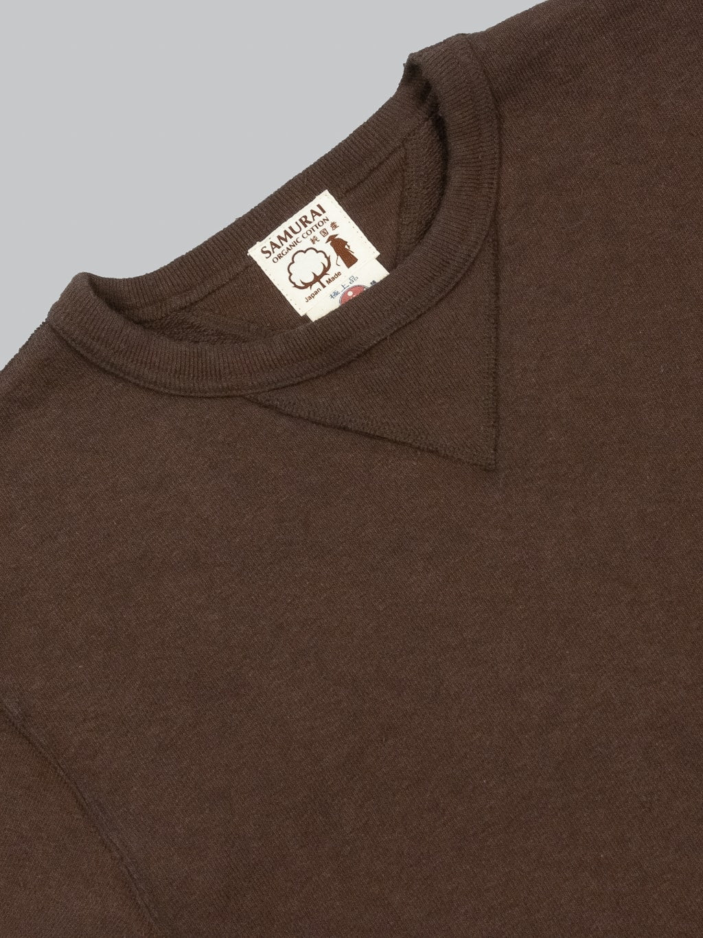 Samurai Jeans Japanese Cotton Sweatshirt Dark Kuri collar closeup