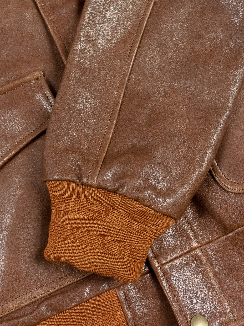 Shangri La Heritage Don Gentile A2 Seal Brown Flight Jacket wrist cuff