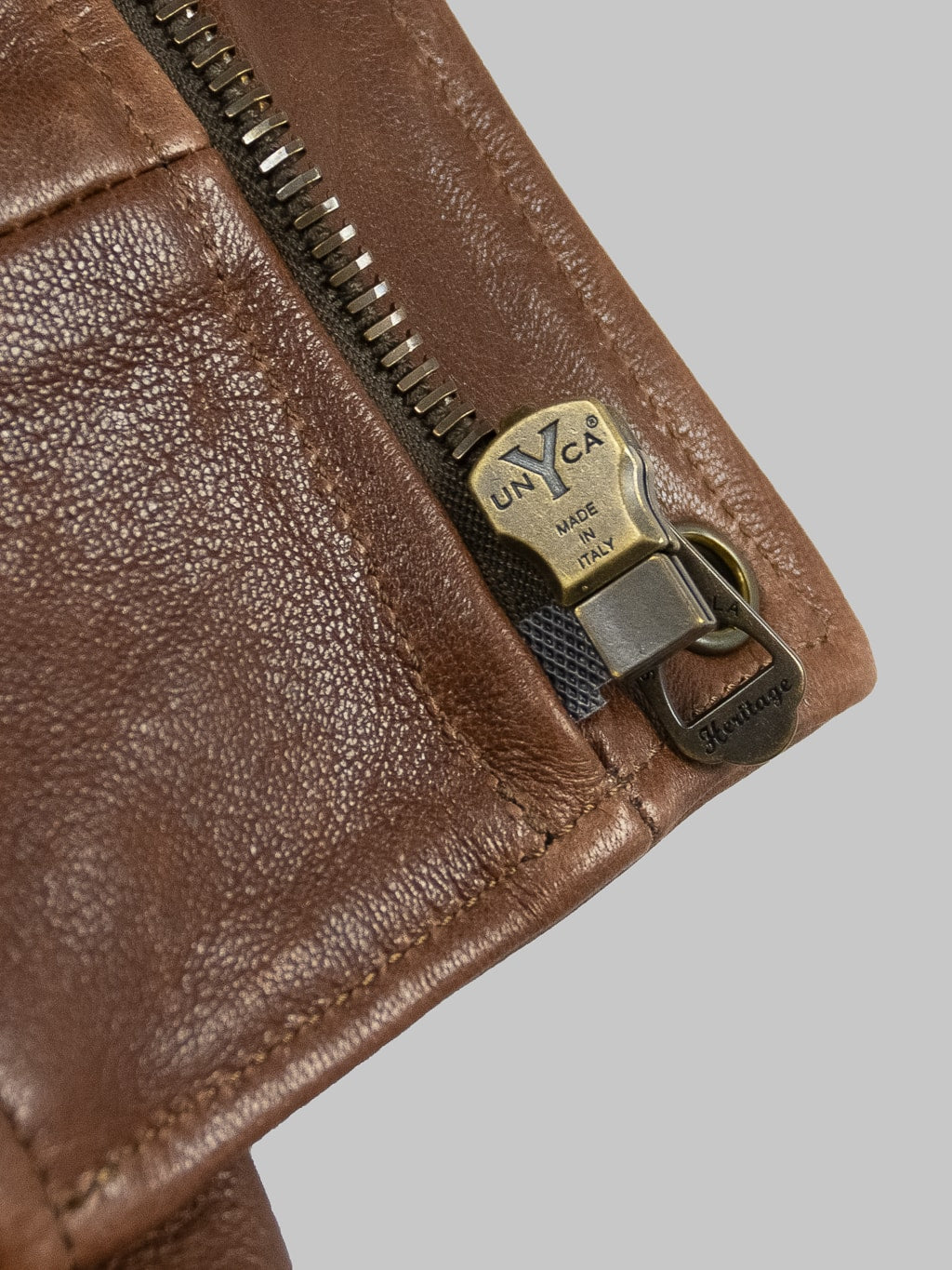 Shangri La Heritage Don Gentile A2 Seal Brown Flight Jacket brass detail