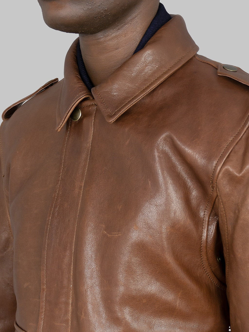 Shangri La Heritage Don Gentile A2 Seal Brown Flight Jacket collar
