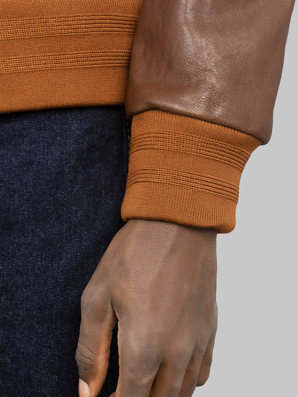 Shangri La Heritage Don Gentile A2 Seal Brown Flight Jacket cuff