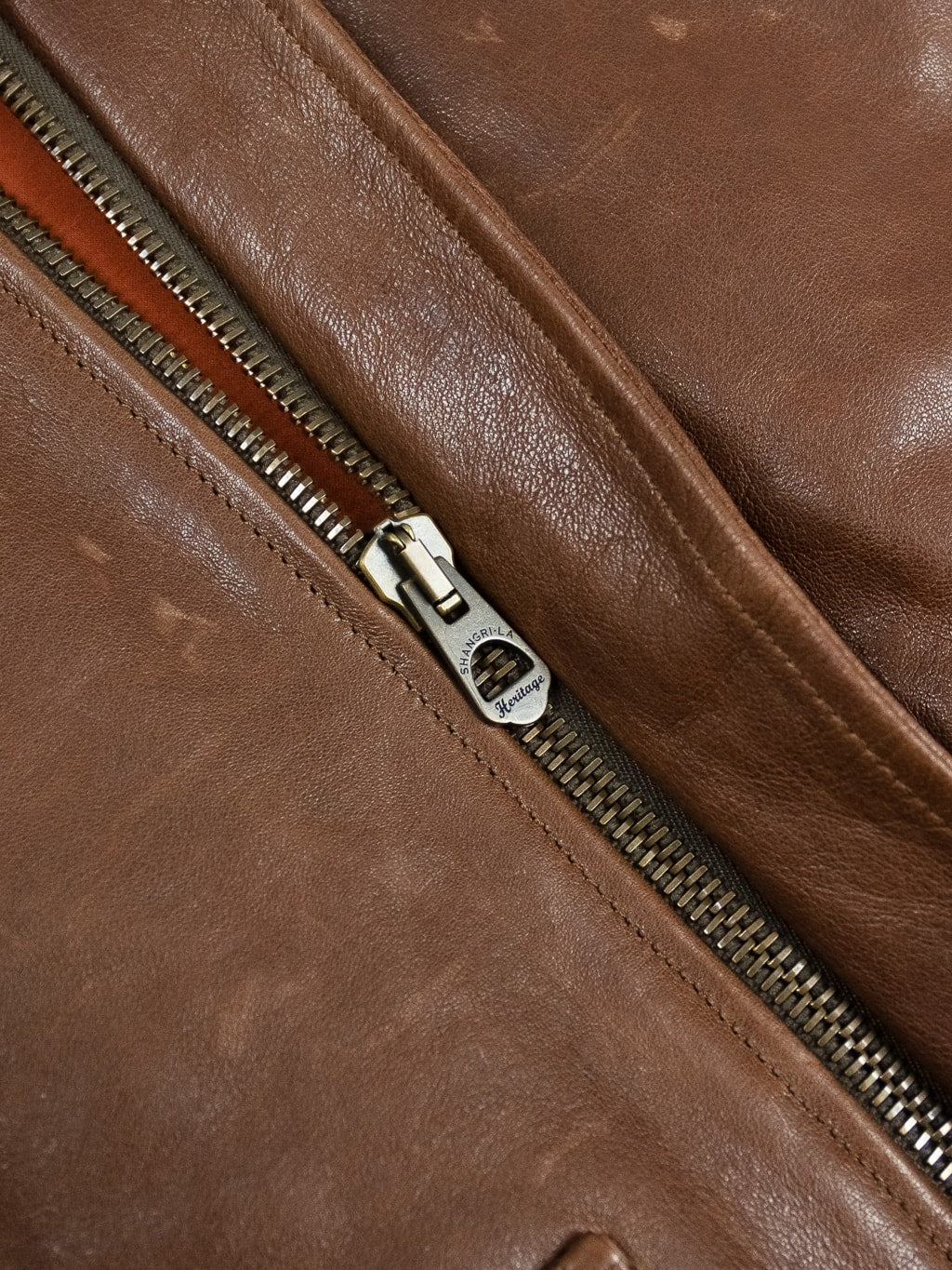 Shangri La Heritage Don Gentile A2 Seal Brown Flight Jacket zipper